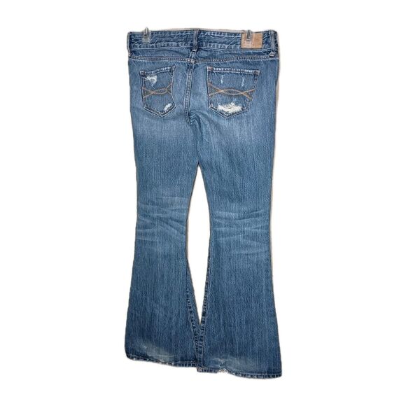 Vintage RARE Abercrombie Fitch Flared Jeans Trashed Thrashed Low Rise Distressed - Picture 14 of 16